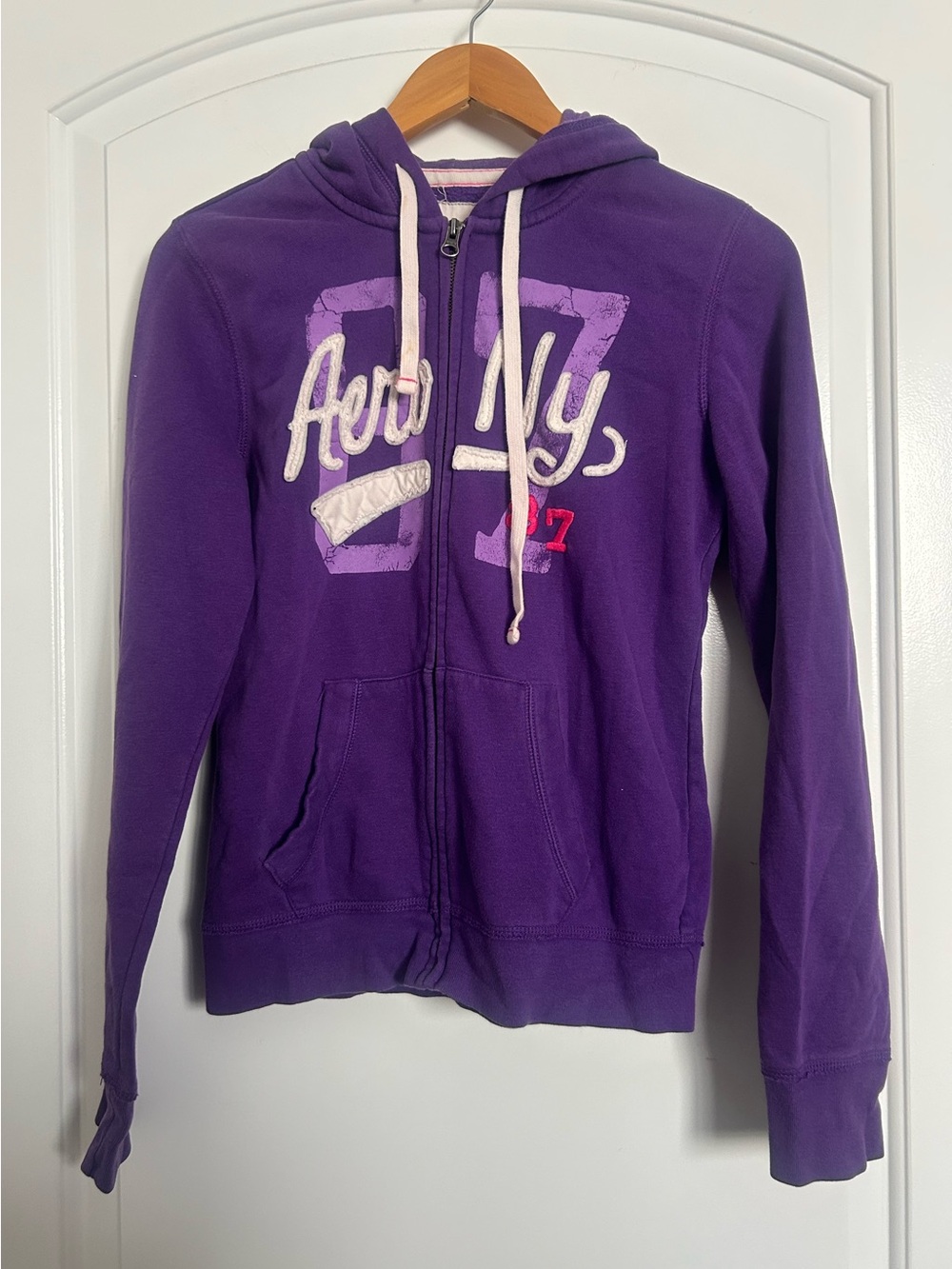 Aeropostale y2k Purple Embroidered Zip Up Hoodie Size S vintage style 90s retro